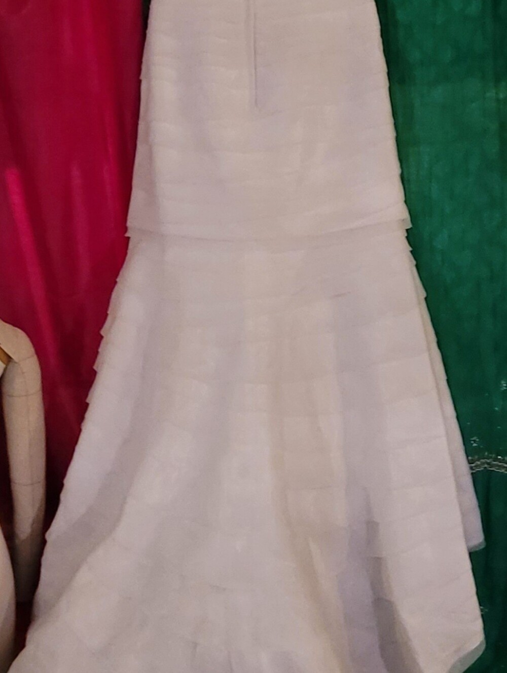 David's Bridal White Layered Wedding Dress